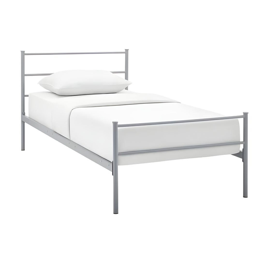 Ukrain Without Storage Metal Bed with Designer Headrest (Color - Grey)