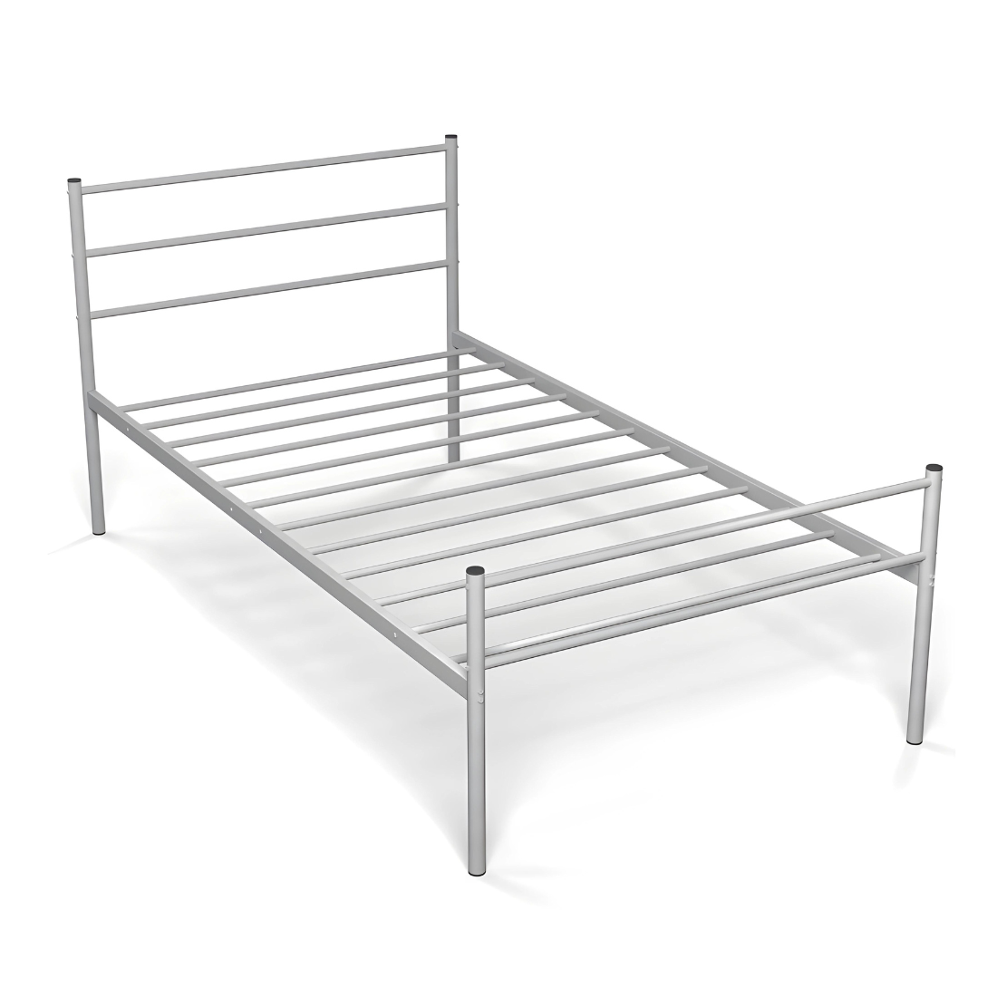 Ukrain Without Storage Metal Bed with Designer Headrest (Color - Grey)