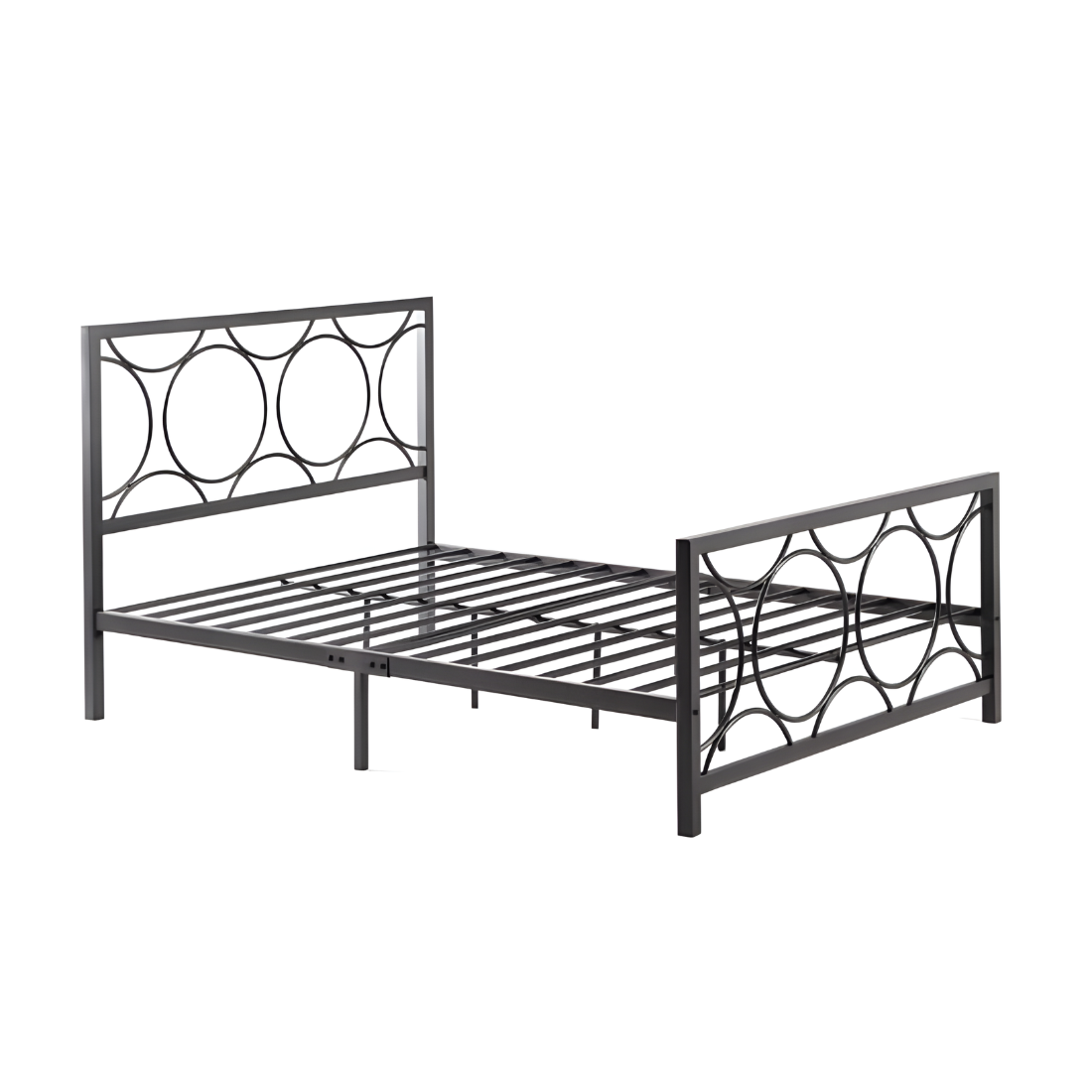 Oreoo Without Storage Metal Bed with Designer Headrest (Color - Black)