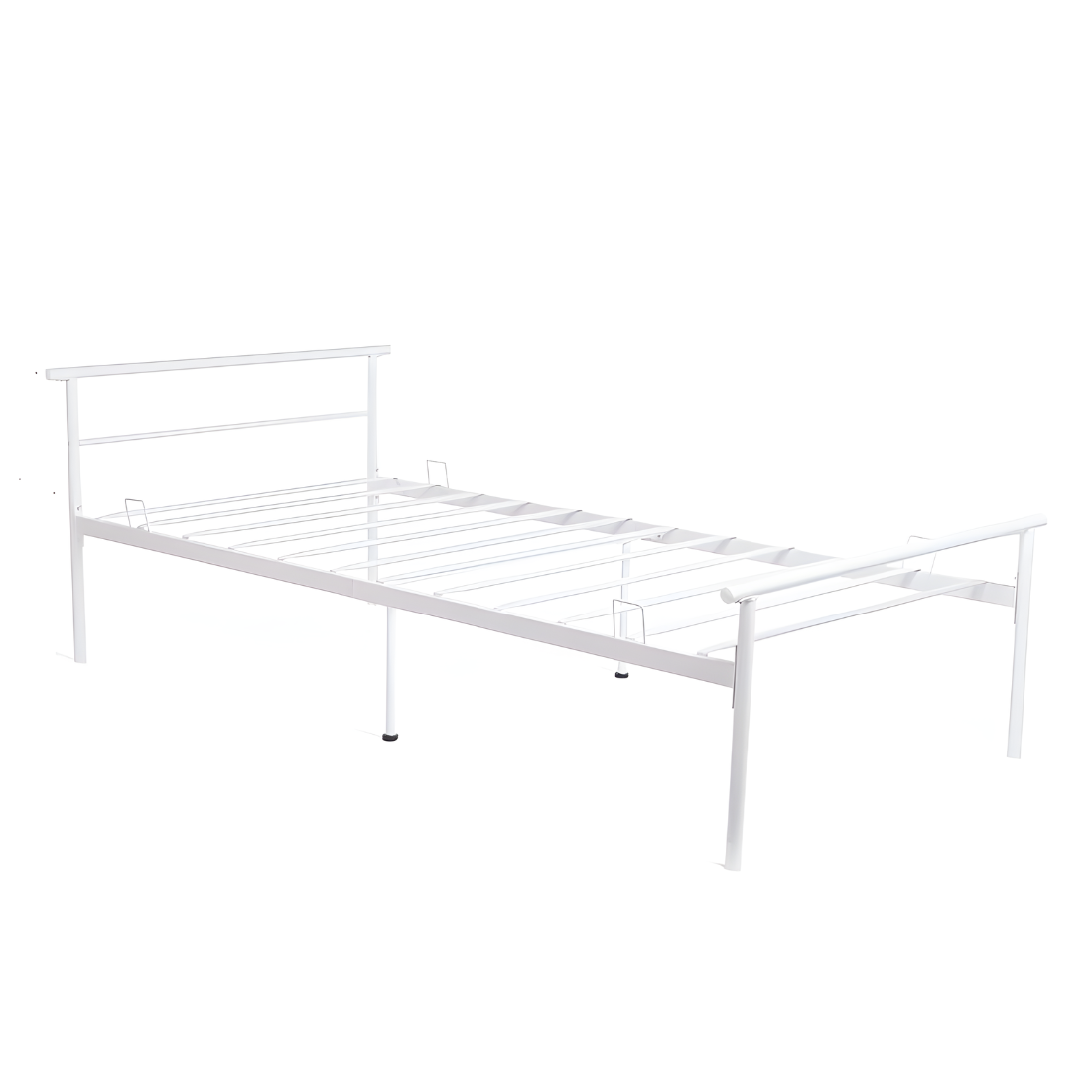 Chrisley Without Storage Metal Bed with Designer Headrest (Color - White)