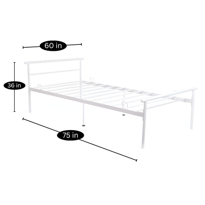 Chrisley Without Storage Metal Bed with Designer Headrest (Color - White)