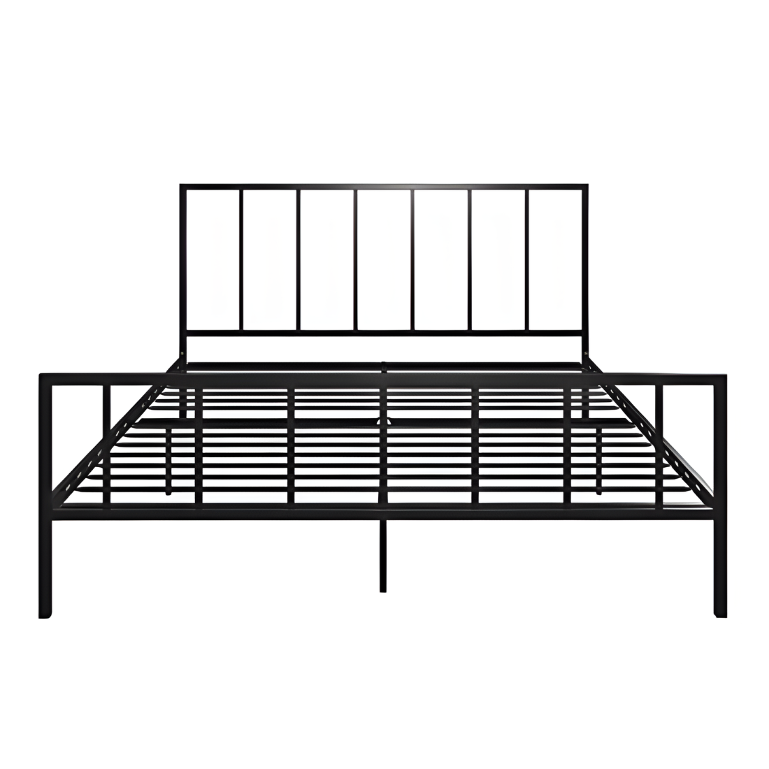 Aarya Without Storage Metal Bed with Designer Headrest (Color - Black)