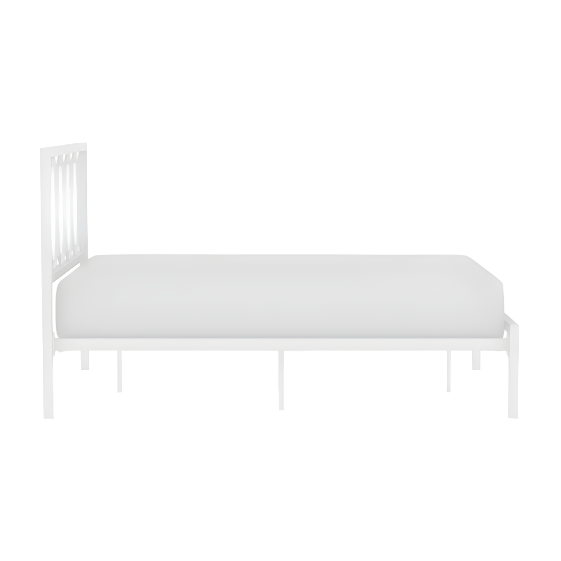 Beerus Without Storage Metal Bed with Designer Headrest (Color - White)