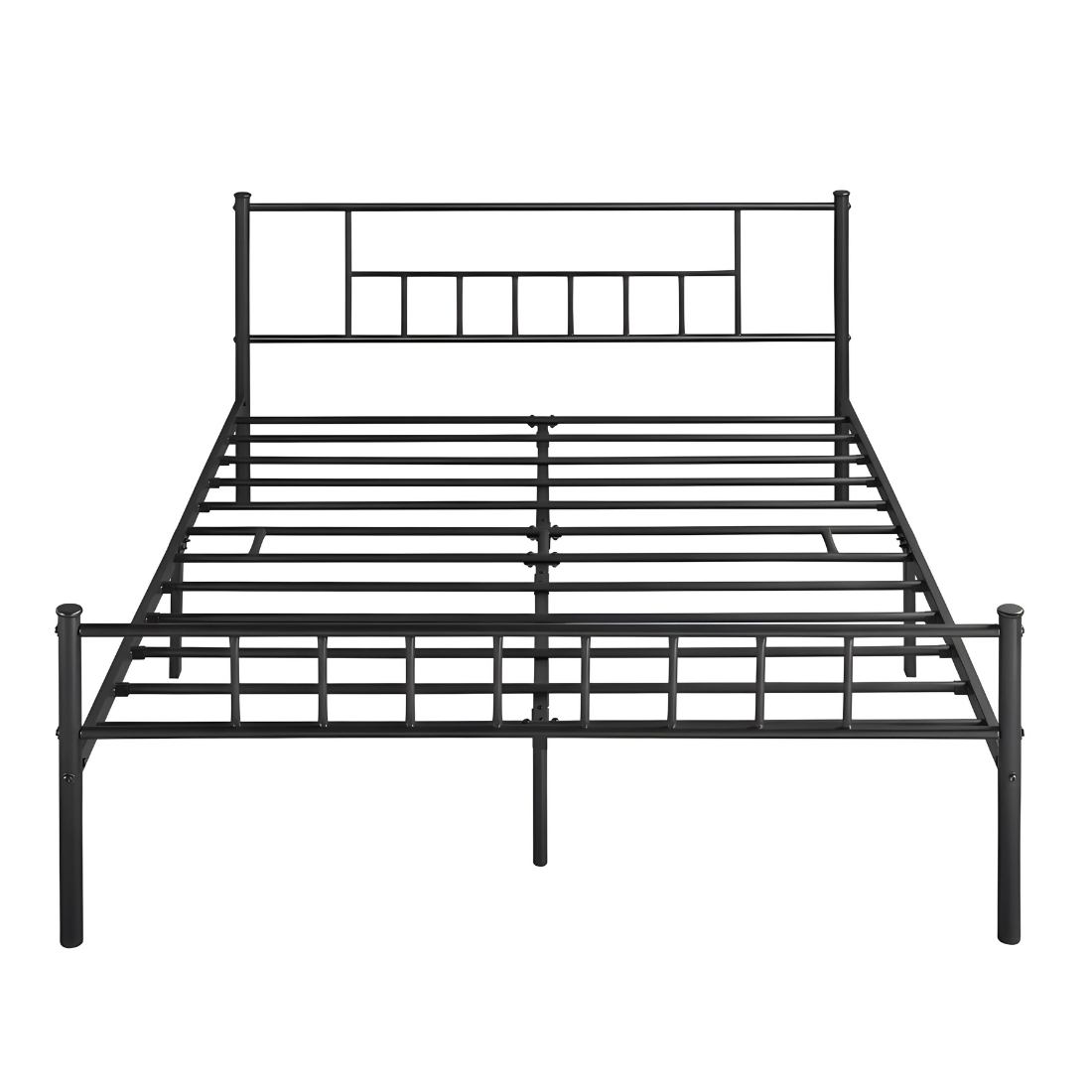 Krillin Without Storage Metal Bed with Designer Headrest (Color - Black)