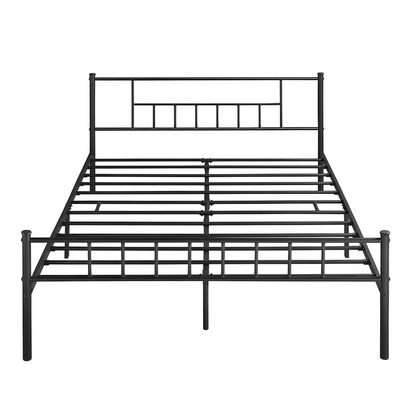 Krillin Without Storage Metal Bed with Designer Headrest (Color - Black)