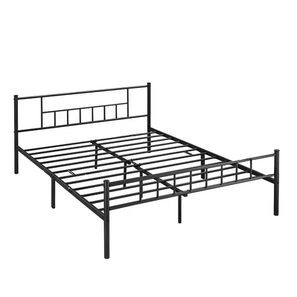 Krillin Without Storage Metal Bed with Designer Headrest (Color - Black)