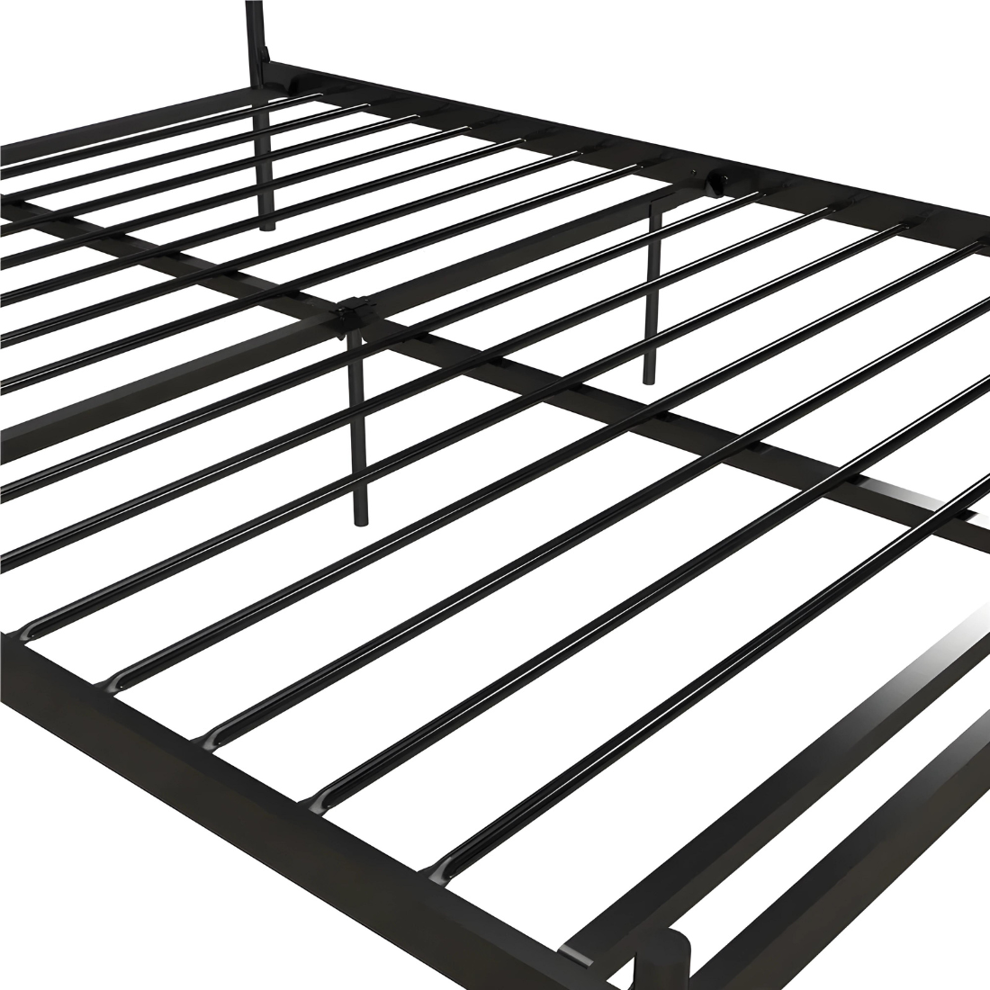 Gates Without Storage Metal Bed with Designer Headrest (Color - Black)