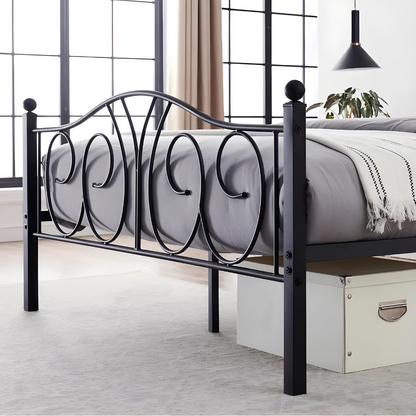 Gates Without Storage Metal Bed with Designer Headrest (Color - Black)