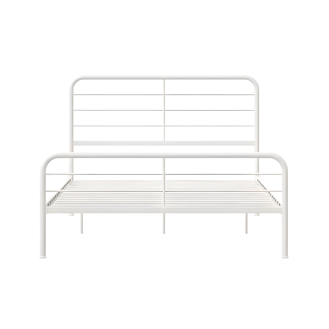 Maxus Without Storage Metal Bed with Designer Headrest (Color - White)