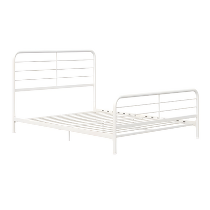 Maxus Without Storage Metal Bed with Designer Headrest (Color - White)