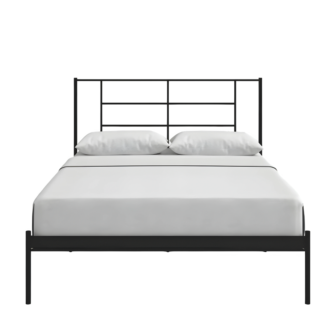 Albritton Without Storage Metal Bed with Designer Headrest (Color - Black)