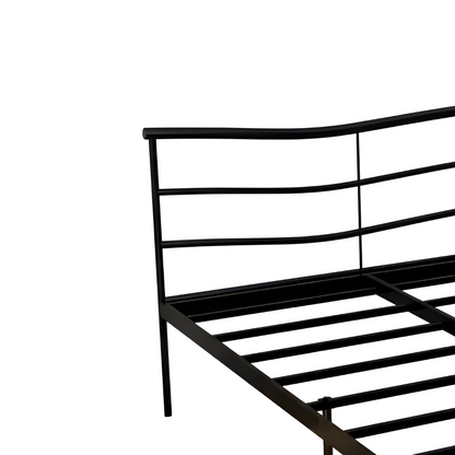 Craves Without Storage Metal Bed with Designer Headrest (Color - Black)