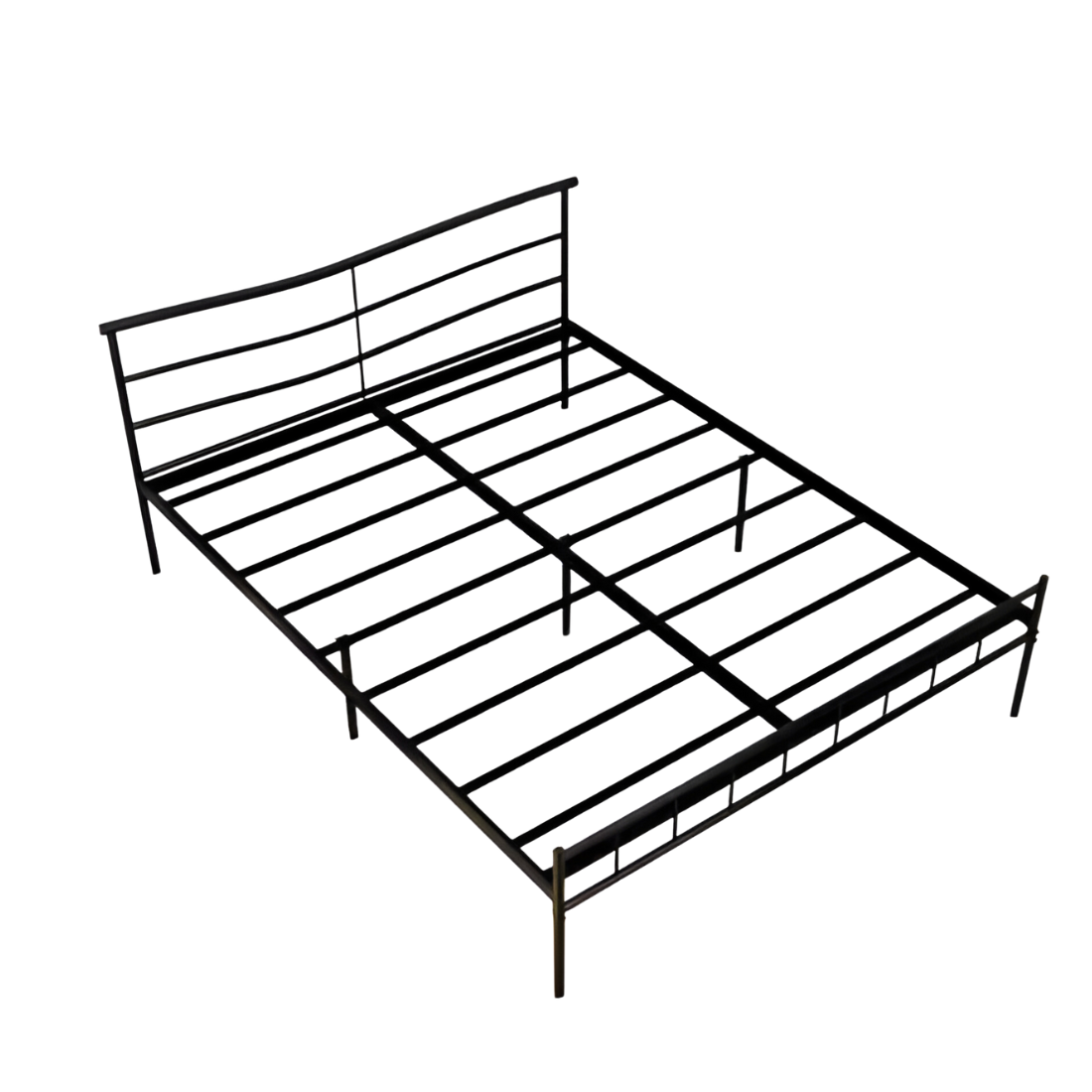 Craves Without Storage Metal Bed with Designer Headrest (Color - Black)