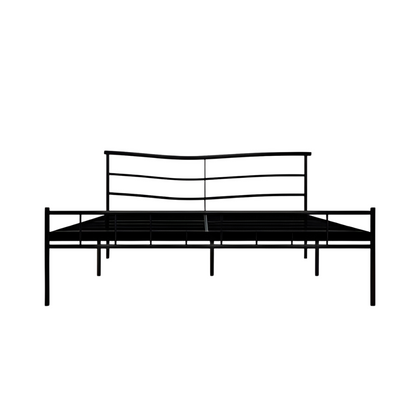 Craves Without Storage Metal Bed with Designer Headrest (Color - Black)