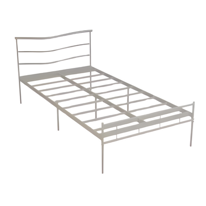 Craves Without Storage Metal Bed with Designer Headrest (Color - White)