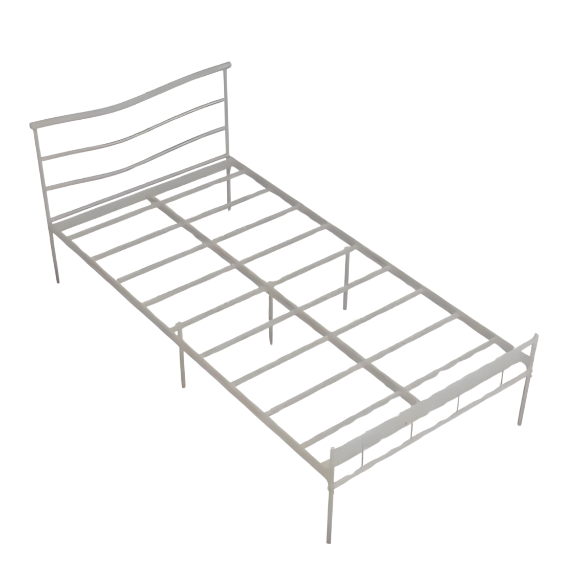 Craves Without Storage Metal Bed with Designer Headrest (Color - White)