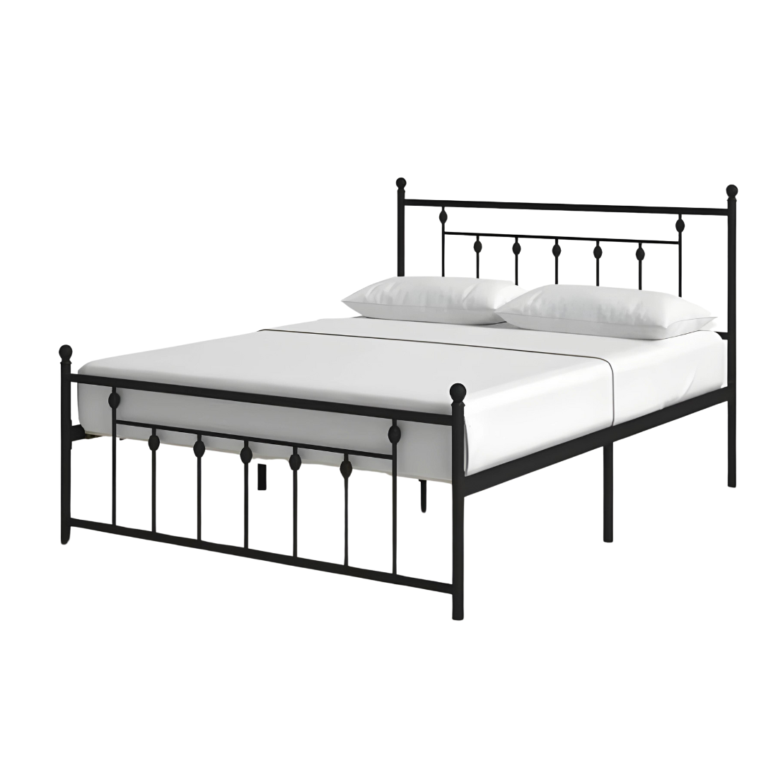 Alderson Without Storage Metal Bed with Designer Headrest (Color - Black)