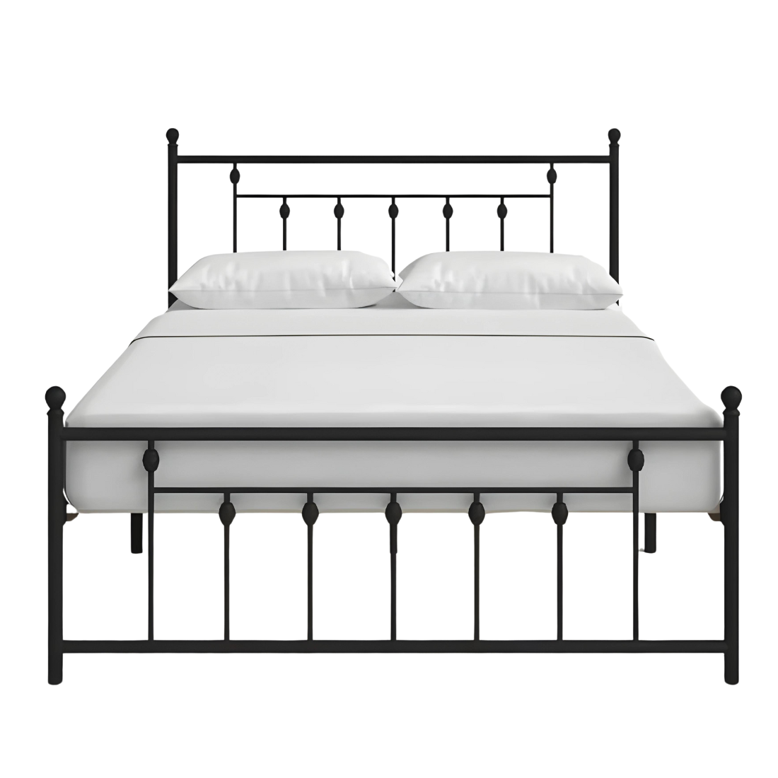 Alderson Without Storage Metal Bed with Designer Headrest (Color - Black)