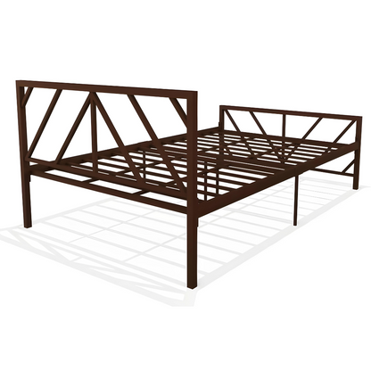 Jack Without Storage Metal Bed with Designer Headrest (Color - Brown)