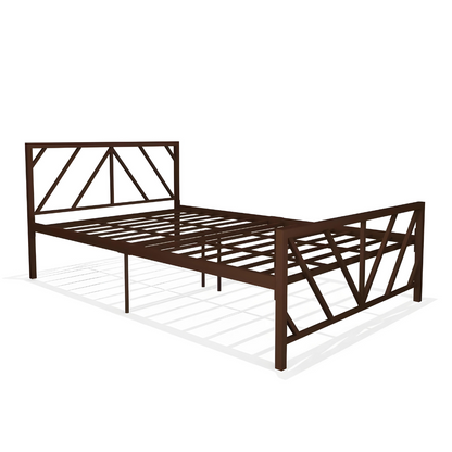 Jack Without Storage Metal Bed with Designer Headrest (Color - Brown)