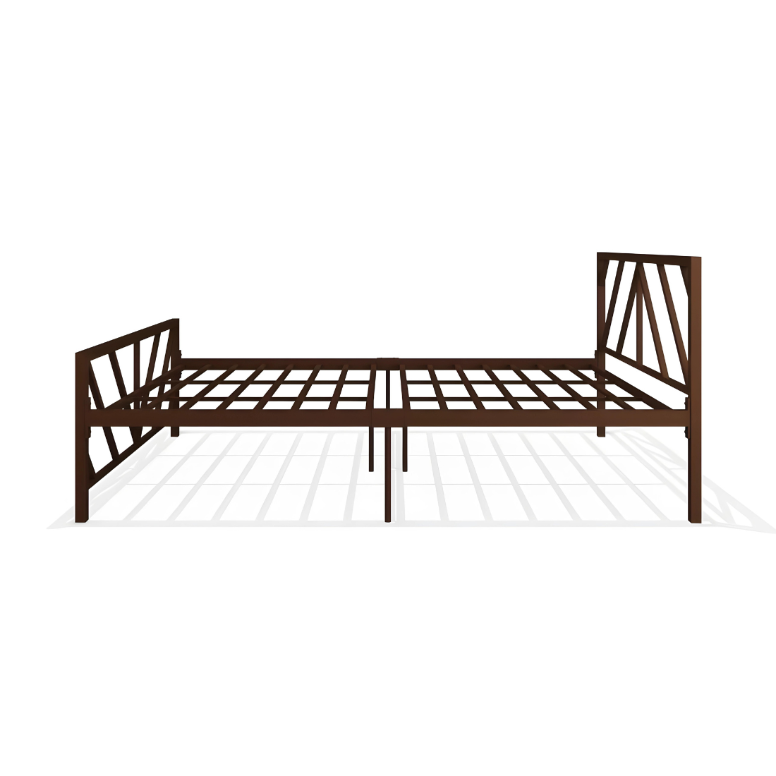 Jack Without Storage Metal Bed with Designer Headrest (Color - Brown)