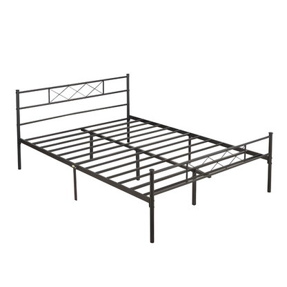 Colulombe Without Storage Metal Bed with Designer Headrest (Color - Black)