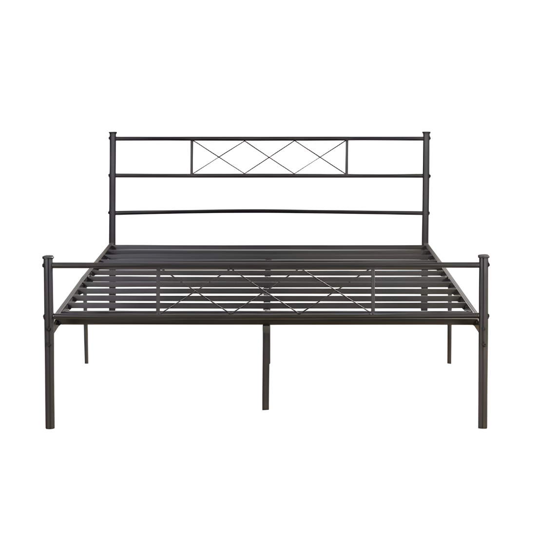 Colulombe Without Storage Metal Bed with Designer Headrest (Color - Black)