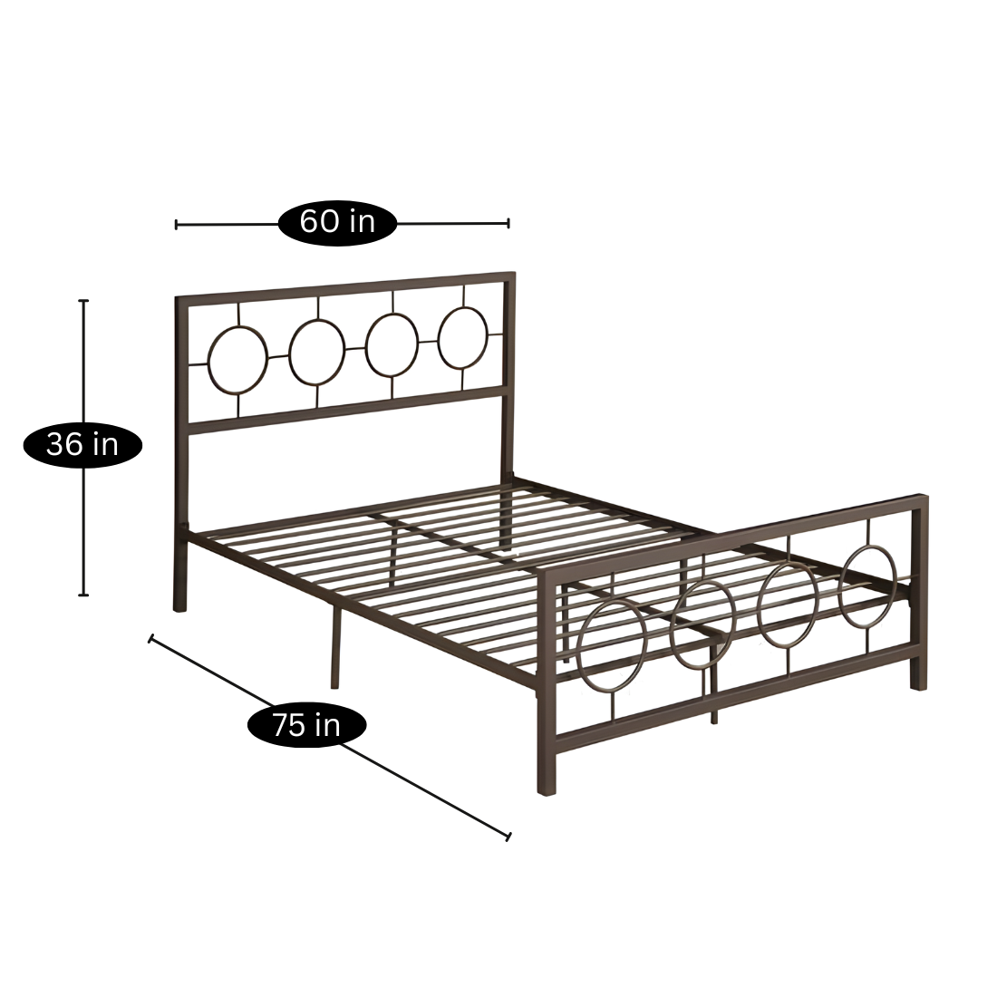 Peru Without Storage Metal Bed (Color - Black)