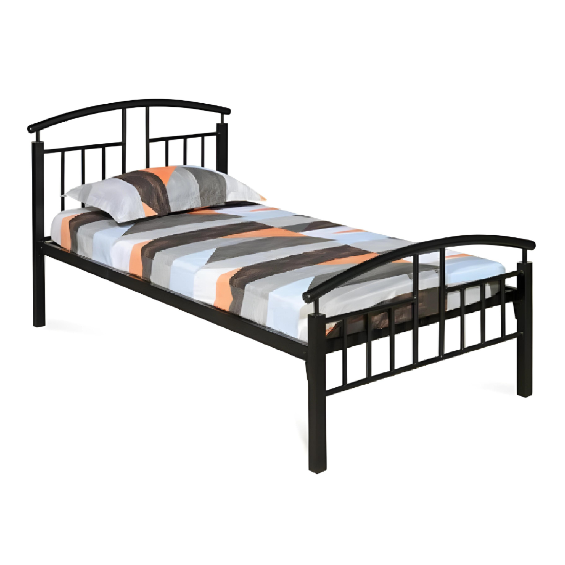 Ambition Without Storage Metal Bed with Designer Headrest (Color - Black)