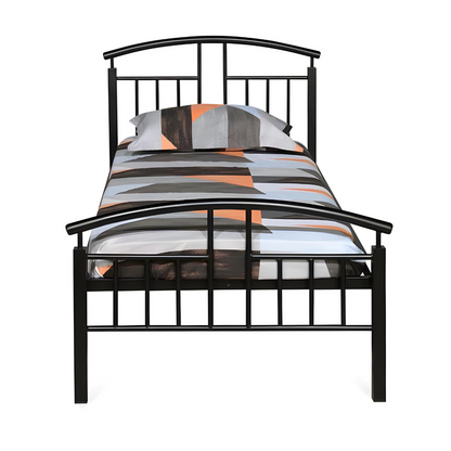 Ambition Without Storage Metal Bed with Designer Headrest (Color - Black)