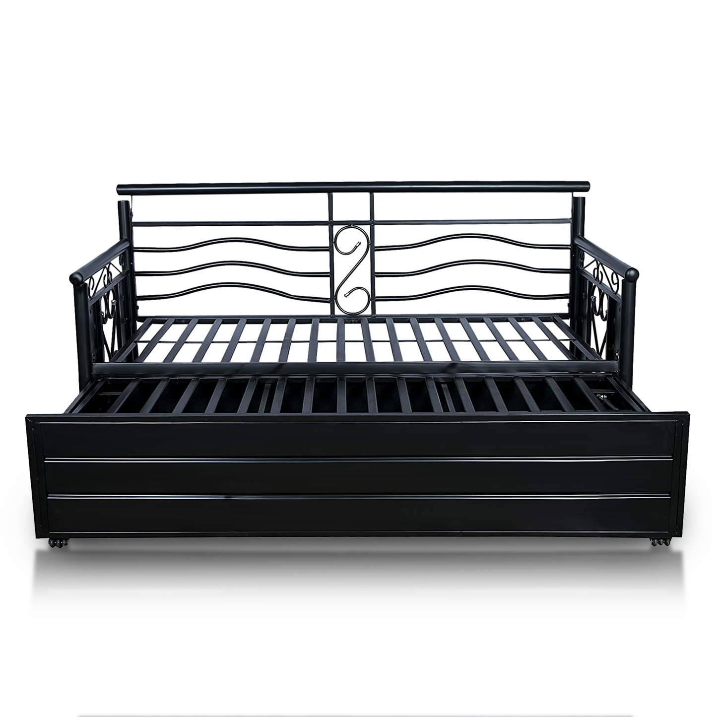 Black Crossandra Hydraulic Storage Metal Sofa Bed with Mattress & Pillow (Color - Sky Blue)