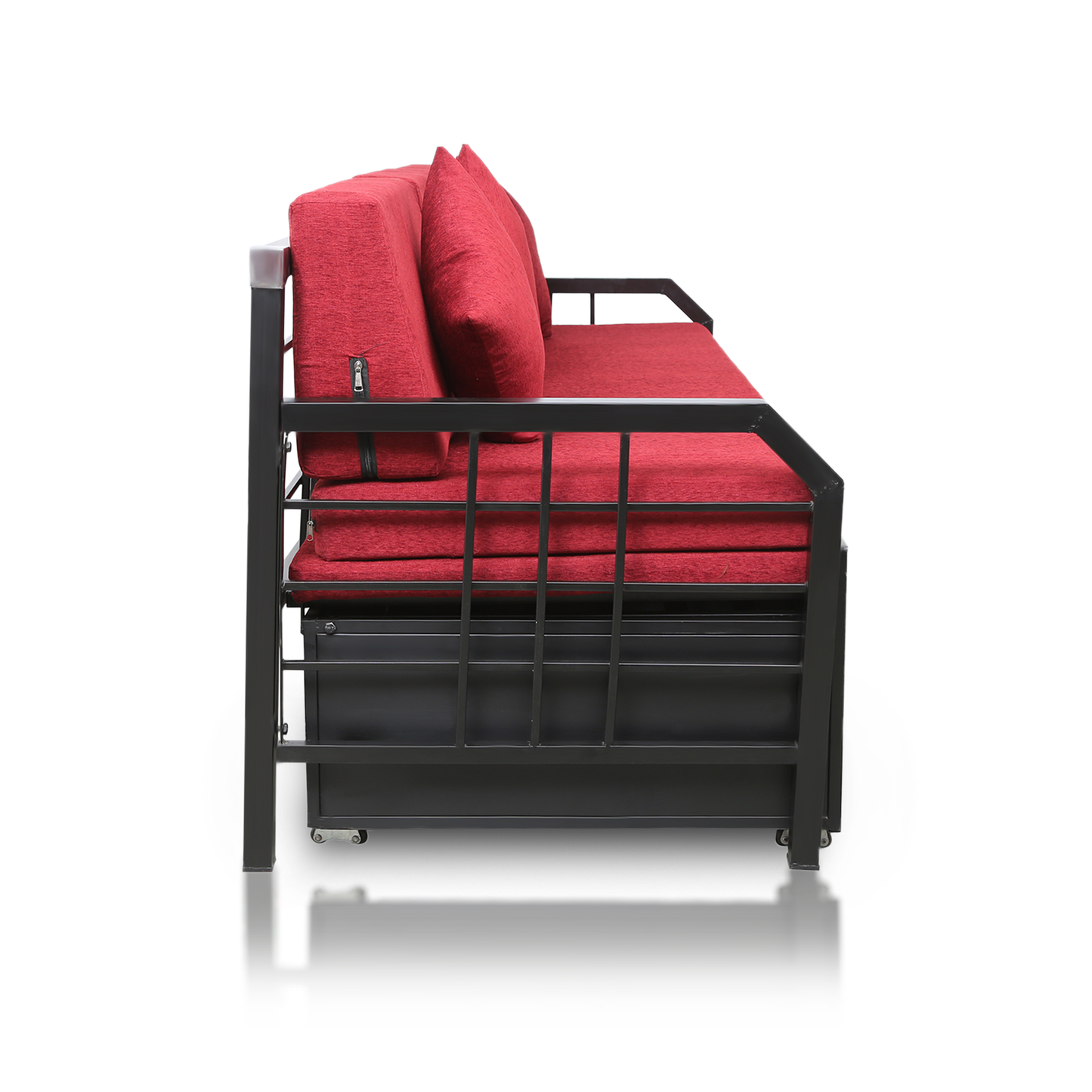 Black Orchid Hydraulic Storage Metal Sofa Bed with Mattress & Pillow (Color - Red)