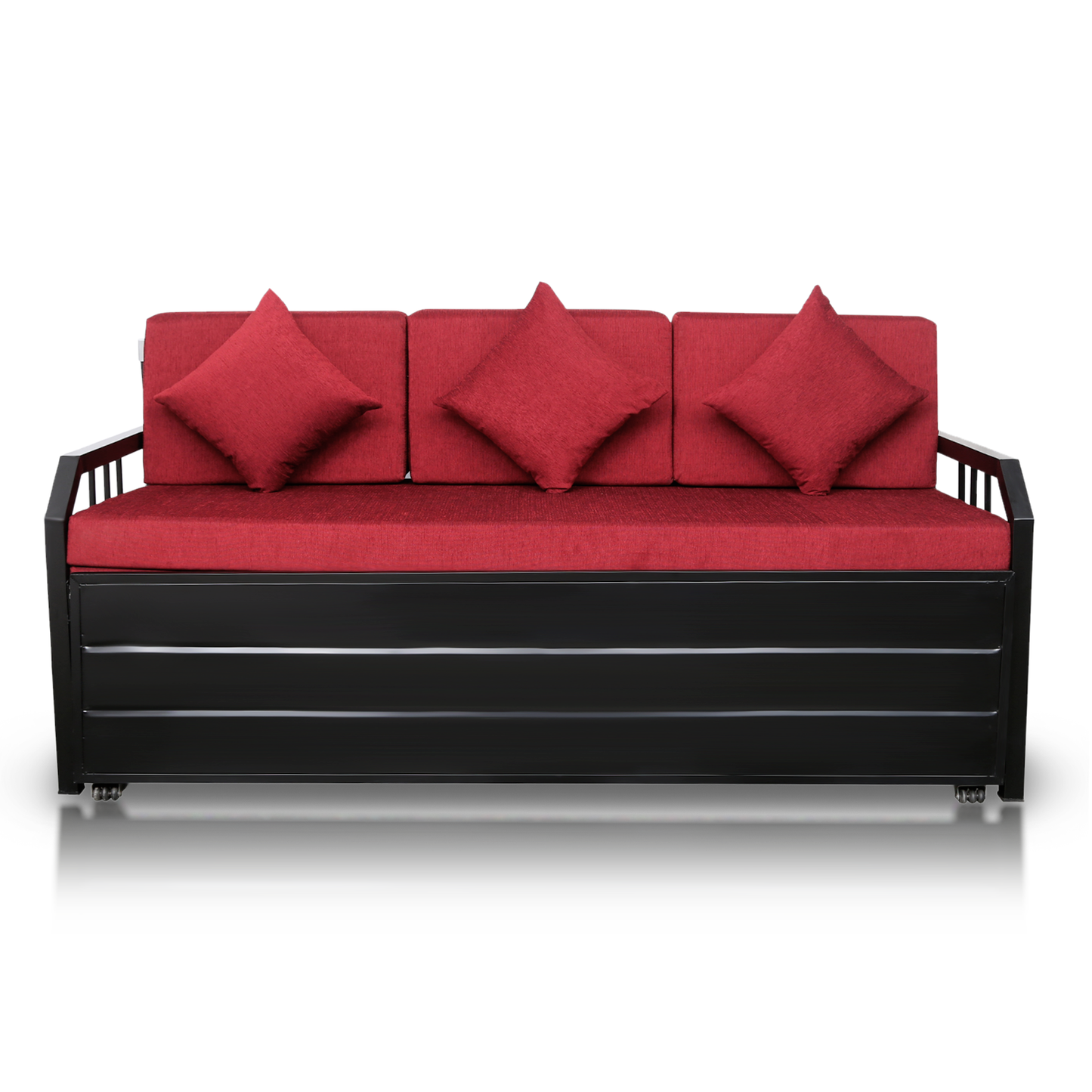 Black Orchid Hydraulic Storage Metal Sofa Bed with Mattress & Pillow (Color - Red)