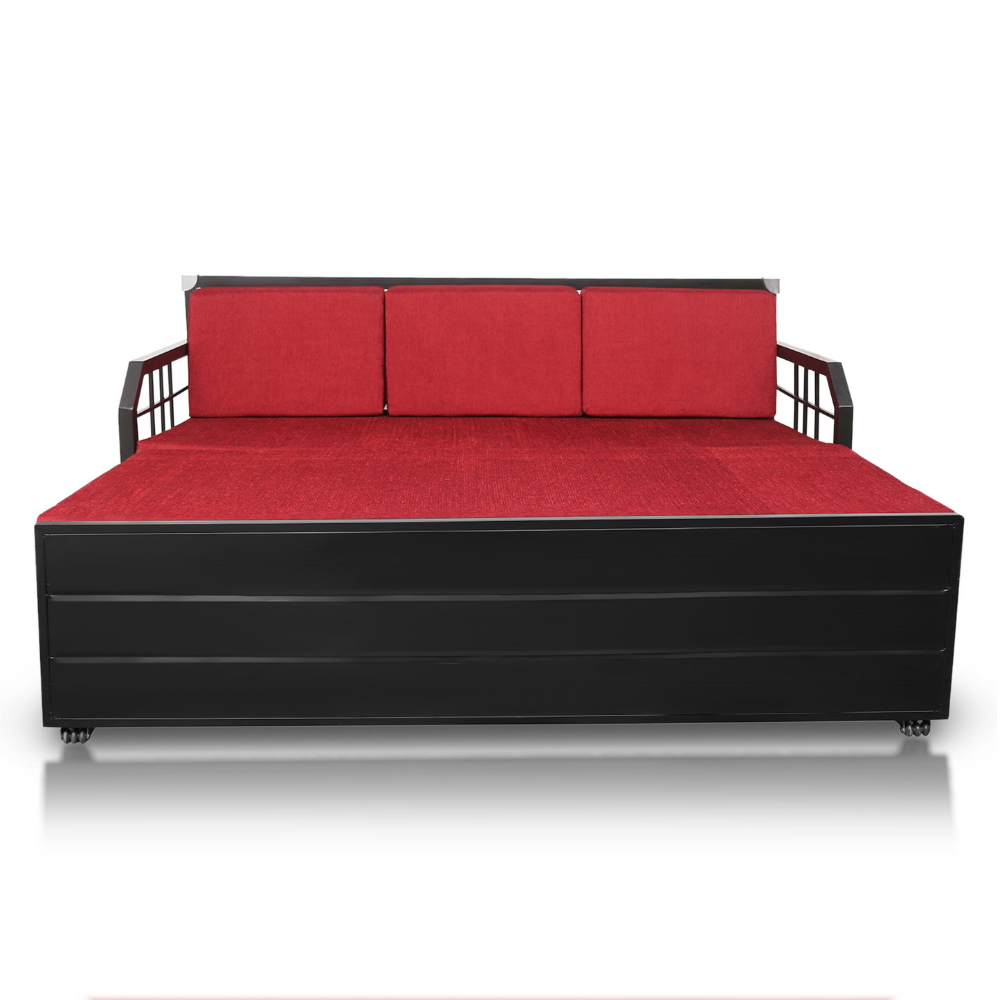 Black Orchid Hydraulic Storage Metal Sofa Bed with Mattress & Pillow (Color - Red)