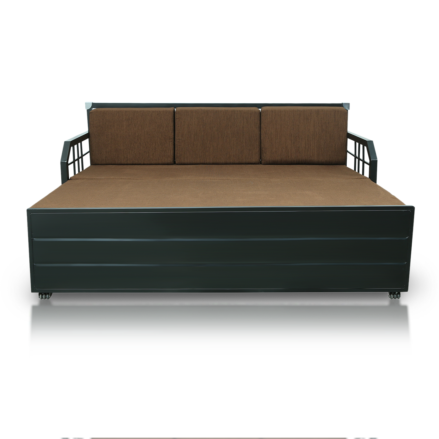 Black Orchid Hydraulic Storage Metal Sofa Bed with Mattress & Pillow (Color - Brown)