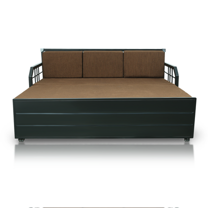 Black Orchid Hydraulic Storage Metal Sofa Bed with Mattress & Pillow (Color - Brown)