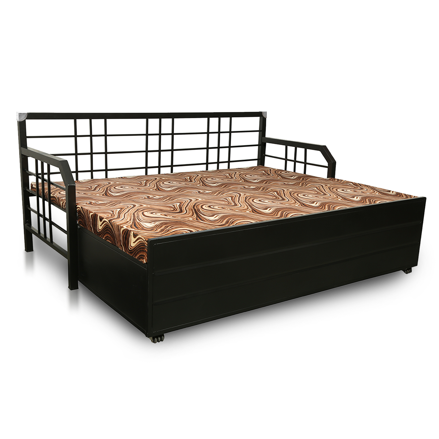 Black Orchid Hydraulic Storage Metal Sofa Cum Bed with Mattress & Pillow (Color - Multi)