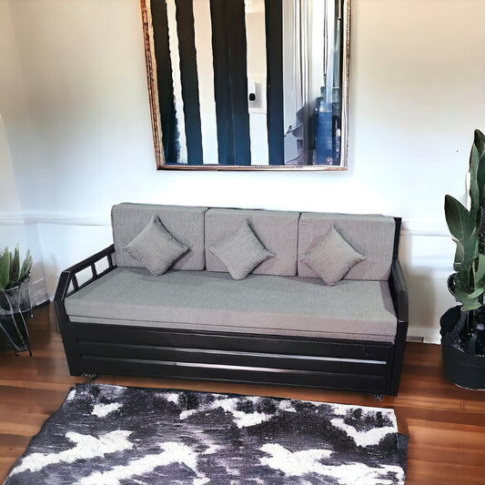 Black Allure Hydraulic Storage Metal Sofa Bed with Mattress & Pillow (Color - Grey)