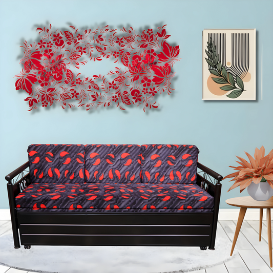 Black Crossandra Hydraulic Storage Metal Sofa Bed with Mattress & Pillow (Color - Multi)