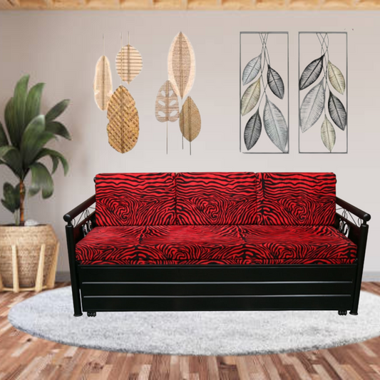 Black Crossandra Hydraulic Storage Metal Sofa Bed with Mattress & Pillow (Color - Multi)