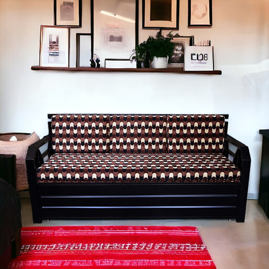 Black Kingston Hydraulic Storage Metal Sofa Cum Bed with Mattress & Pillow (Color - Multi)