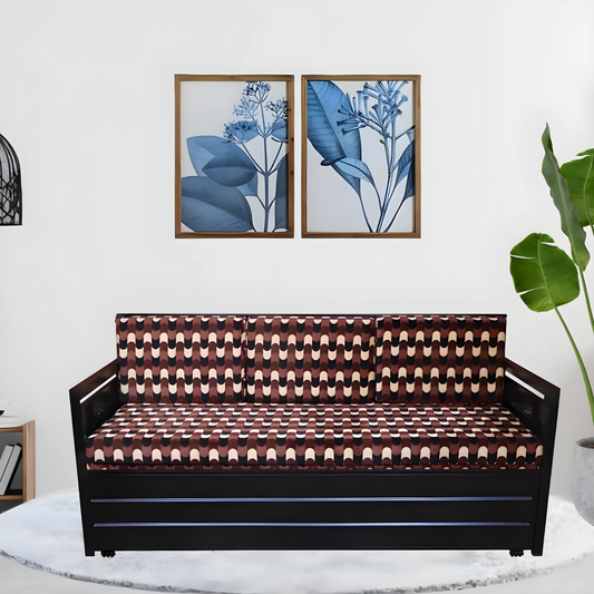 Black Maccow Hydraulic Storage Metal Sofa Bed with Mattress & Pillow (Color - Multi)