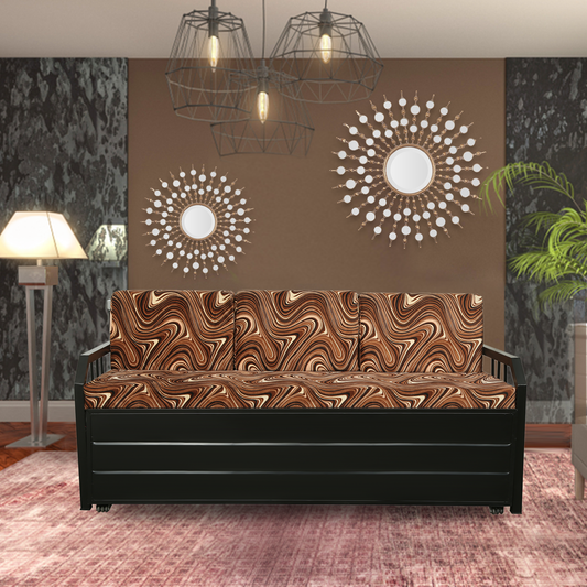 Black Orchid Hydraulic Storage Metal Sofa Cum Bed with Mattress & Pillow (Color - Multi)