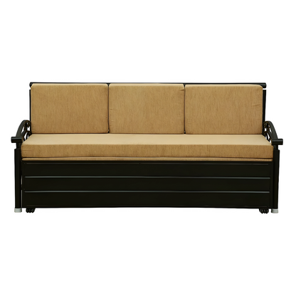 Black Sofia Hydraulic Storage Metal Sofa Cum Bed with Mattress & Pillow (Color - Camel)