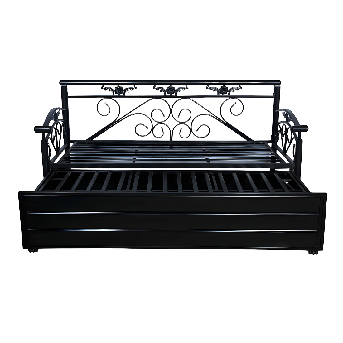 Black Sofia Hydraulic Storage Metal Sofa Cum Bed with Mattress & Pillow (Color - Camel)