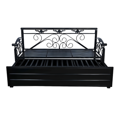 Black Sofia Hydraulic Storage Metal Sofa Cum Bed with Mattress & Pillow (Color - Camel)