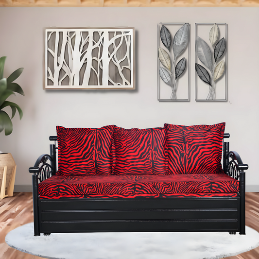 Black Sofia Hydraulic Storage Metal Sofa Cum Bed with Mattress & Pillow (Color - Multi)
