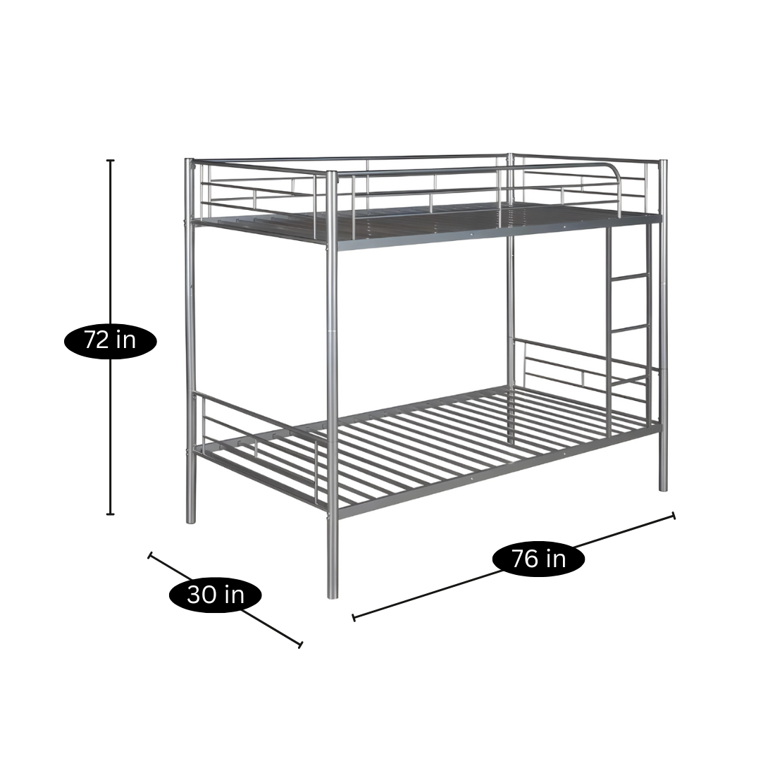 Cloud Metal Bunk Bed in Silver Color