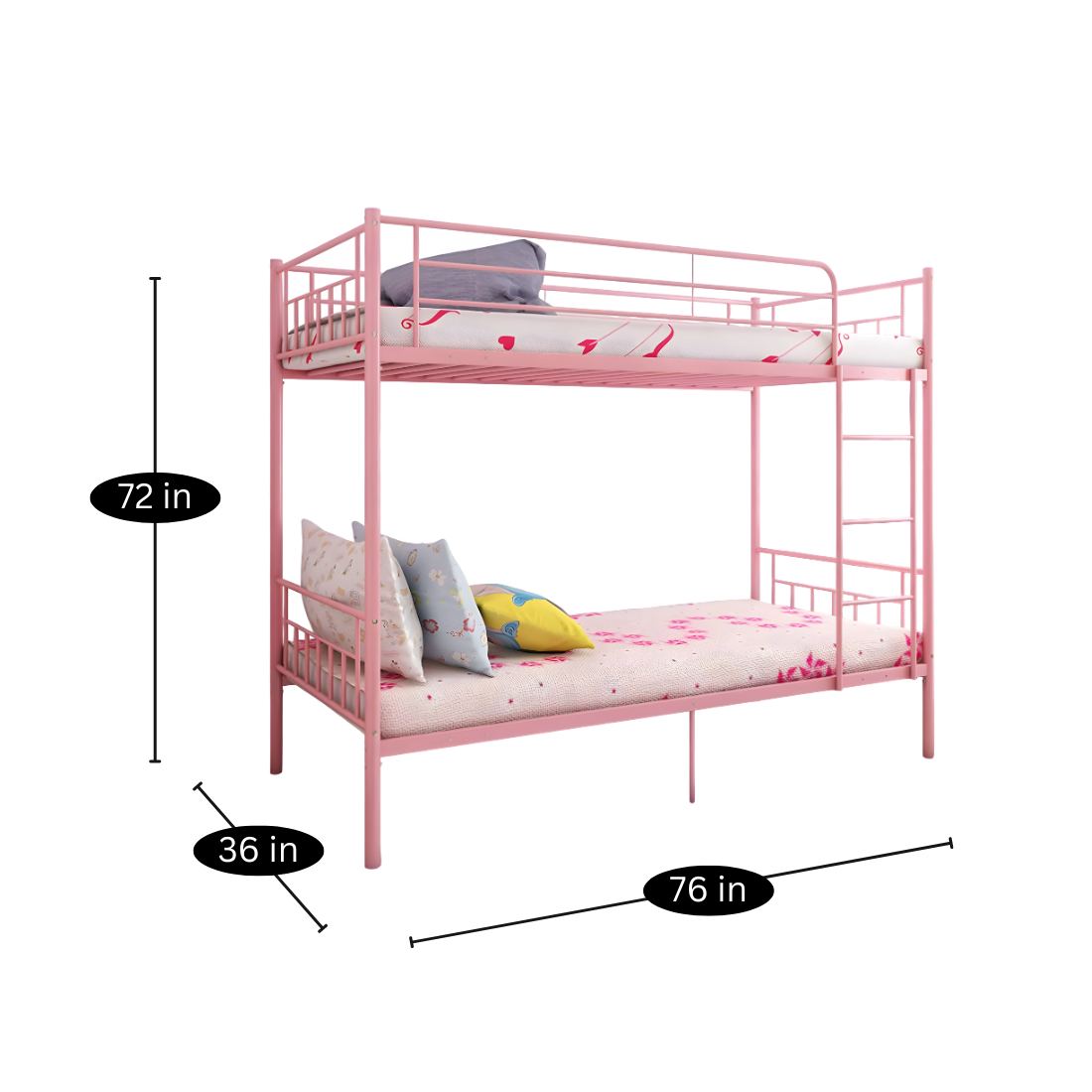 Adora Metal Bunk Bed in Pink Color