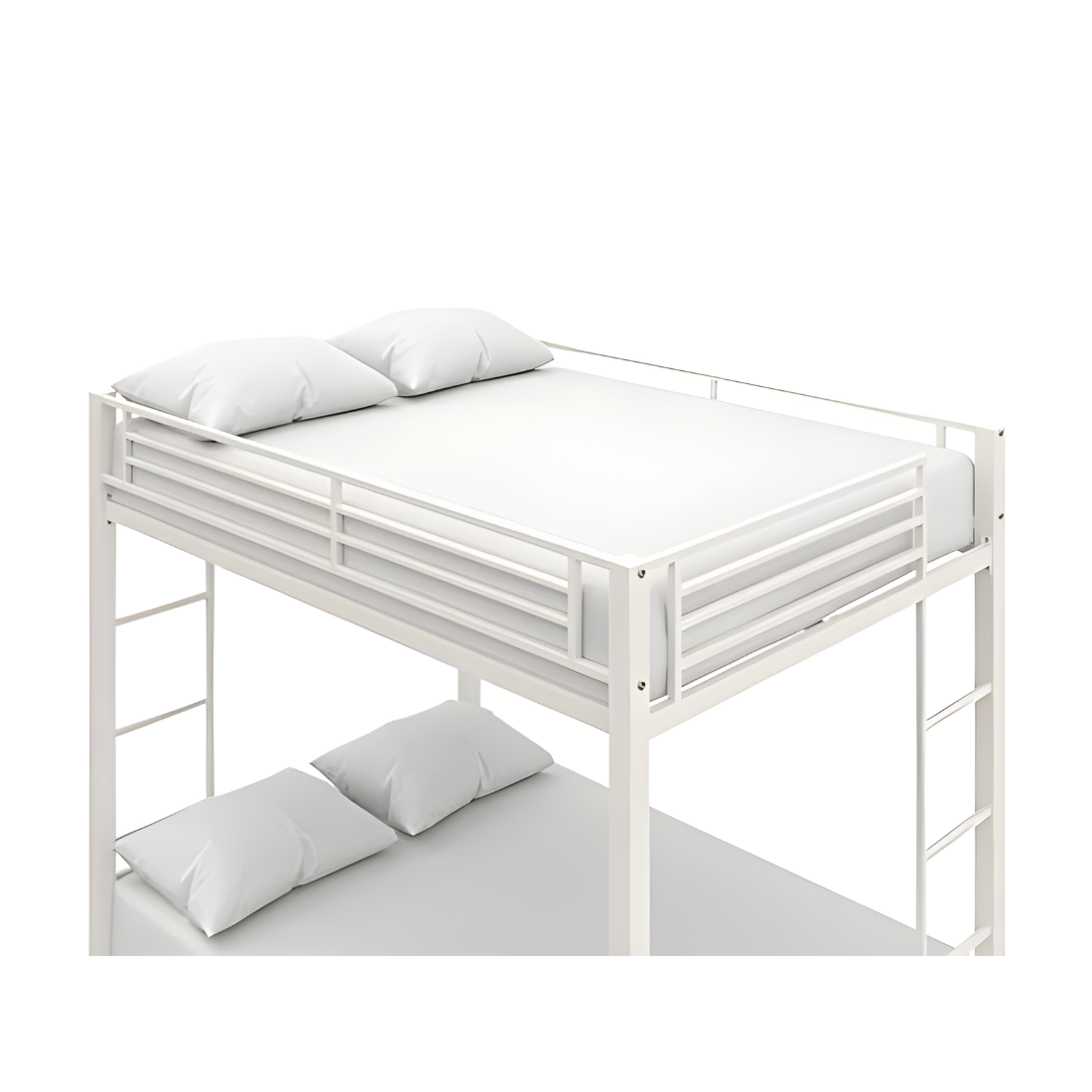 Ares Metal Bunk Bed in White Color - Space Saving Metal Bunk Bed